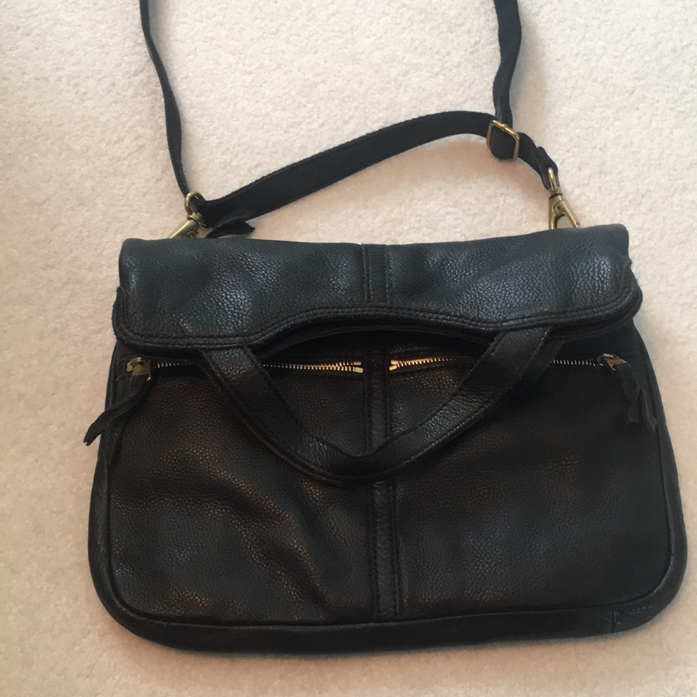 Fossil Black Leather Convertible Crossbody…